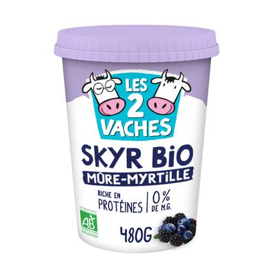 Les 2 Vaches Skyr Bio Mûres Myrtilles, 480g