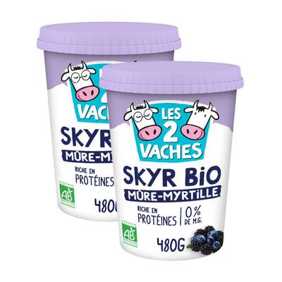 Les 2 Vaches Skyr Bio Mûres Myrtilles, Lot de 2x480g