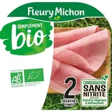 Fleury Michon Jambon Blanc Supérieur Bio Conservation Sans Nitrites, 2 tranches - 60g