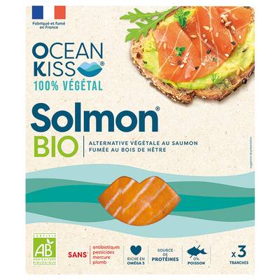 Ocean Kiss Alternative Végétale bio Solmon fumé au bois de Hêtre, 3 tranches - 75g