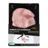Rostain Jambon cuit bio avec couenne sans nitrite ajouté, 4 tranches - 160g