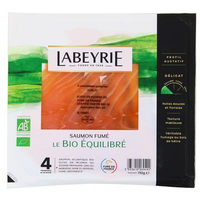 Labeyrie Saumon Fumé Le Bio Equilibré, 4 tranches - 110g