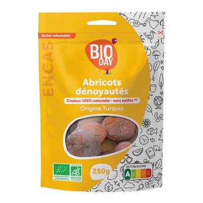 Bioday Abricots Dénoyautés bio, Sachet de 250g