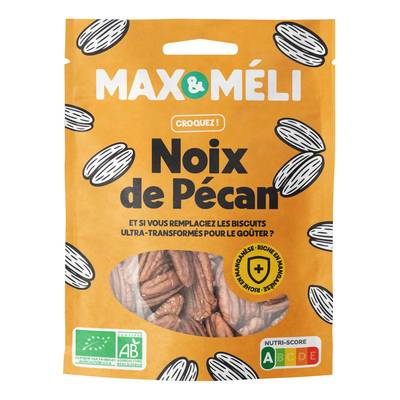 Max et Méli Noix de pécan bio, sans sel ajouté, 125g