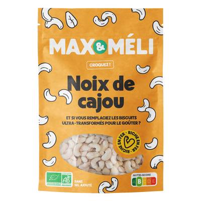 Max et Méli Noix de cajou bio sans sel ajouté, 1Kg