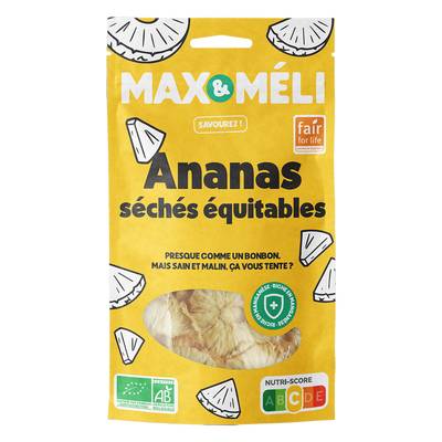 Max et Méli Ananas séchés bio et éthicable, 125g