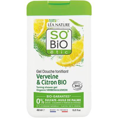 SO'BIO ETIC Gel douche tonifiant verveine, 450ml