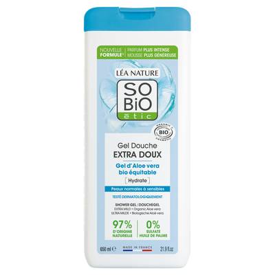 So'Bio Gel douche extra doux, au gel d'Aloe vera bio, hydrate, 650ml