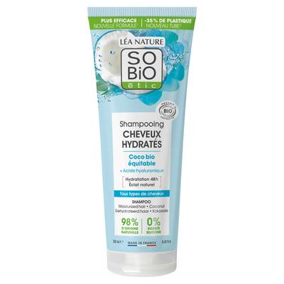 SO'BIO ETIC Shampooing cheveux hydratés, Coco bio & Acide hyaluronique, 250ml