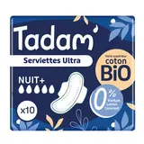 Tadam Serviettes hygiéniques Ultra Nuit + avec ailettes, 10 serviettes