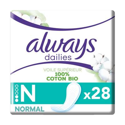 Always Protège-slips Dailies Cotton Protection Normal, 28 pieces