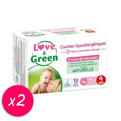 Love & Green Couches écologiques T4 7/14kg, Lot de 2x46 couches