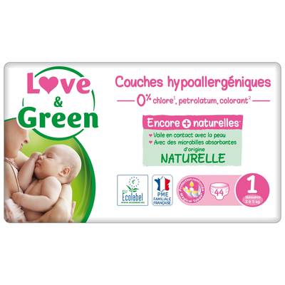 Love & Green Couches écologiques T1- 2 - 5kg, 44 couches