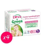 Love & Green Couches écologiques T4 + 9/20kg, Lot de 4x42 couches
