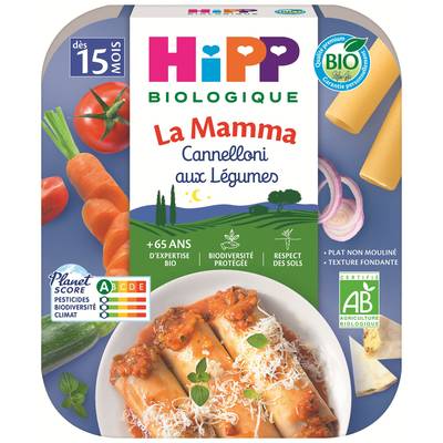 Hipp - La Mamma Cannelloni aux Légumes Bio Plat Bébé Dès 15 mois, 250g