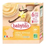 Babybio Dessert Lacté Crème Semoule Vanille Bio Gourde Bébé Dès 6 mois, 4x85g