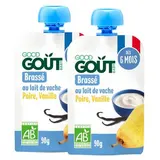 Good Goût Brassé Poire Vanille Bio Gourde Bébé Dès 6 mois, Lot de 2x90g