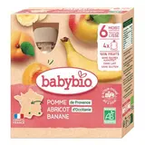 Babybio Pomme, Abricot, Banane Bio Gourde Bébé Dès 6 mois, 4x90g