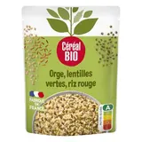 Céréal Bio Orge Lentilles Vertes Riz Rouge Vegan Bio en sachet micro-ondable, 250g