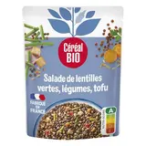 Céréal Bio Lentilles Vertes Légumes et Tofu Vegan Bio en sachet micro-ondable, 220g
