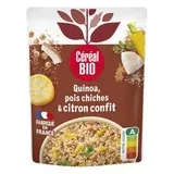 Céréal Bio Quinoa Royal Pois Chiches et Citron Confit Vegan Bio en sachet micro-ondable, 220g