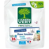 L'arbre Vert Lessive recharge hypoallergénique pour la famille et bébé, 1,53L