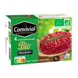 Convivial Steaks hachés façon bouchère pur boeuf Bio 15%mg, 4x100g