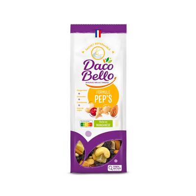 Daco Bello Formule pep's Mélange de Fruits Séchés Sucrés et Fruits Secs à Coques, 200g