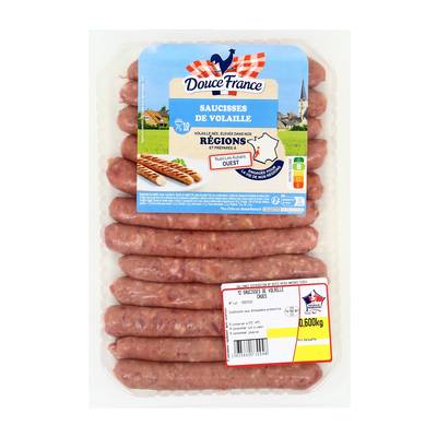 Douce France Saucisses de Volaille Nature, 12x50g