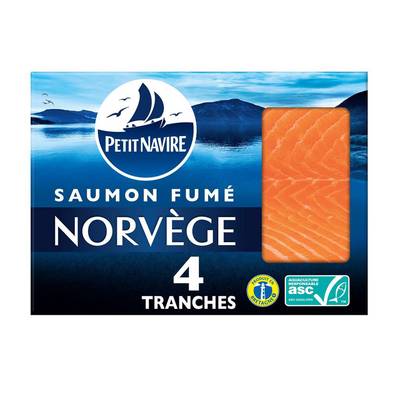 Petit Navire Saumon Fumé de Norvège, 4 tranches - 120g