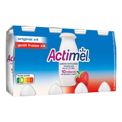 Actimel Yaourt à boire nature et fraise, 8x100g