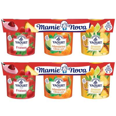 Mamie Nova Gourmand panaché aux fruits, Lot de 2 - 6X150g