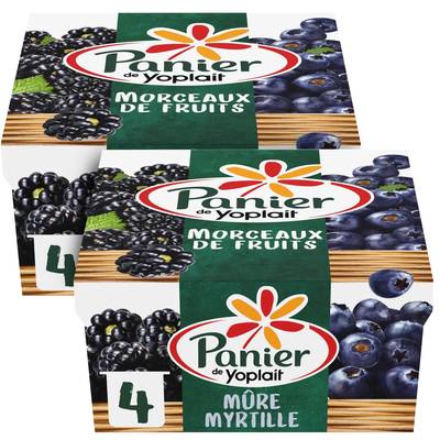 Panier de Yoplait Yaourts Mûre Myrtille, Lot de 2 - 4x125g