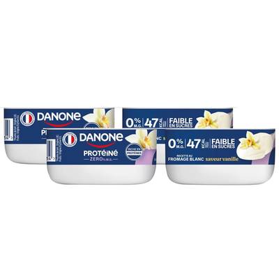 Danone Fromage Blanc Protéiné Vanille 0%mg, Lot de 2 - 4x100g