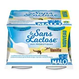 Malo Yaourt vanille sans lactose aux probiotiques, 4x125g