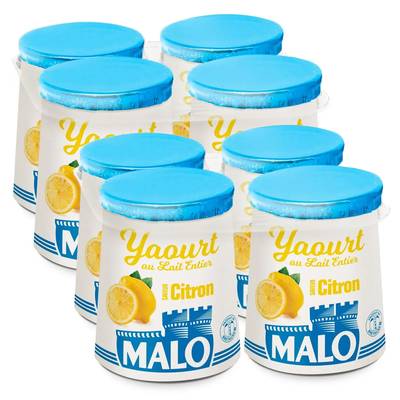 Malo Yaourt citron au lait entier, Lot de 2 - 4x125g