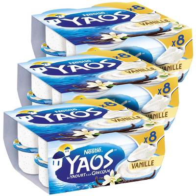 Yaos Yaourt à la Grecque Vanille, Lot de 3 - 8x125g