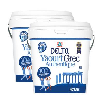 Delta Yaourt Grec Nature 10%mg, Lot de 2x1kg