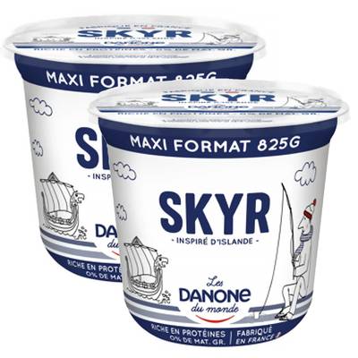 Les Danone Du Monde Skyr nature 0%mg, Lot de 2x825g