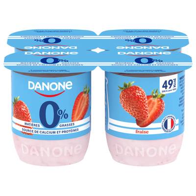Danone Yaourt fraise 0%mg, 4x125g