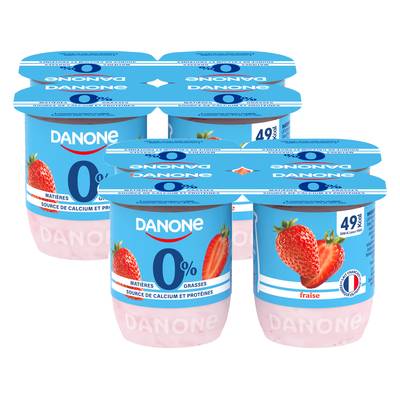 Danone Yaourt fraise 0%mg, Lot de 2x4x125g