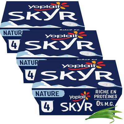 Yoplait Skyr Nature 0%, Lot de 3 - 4x100g