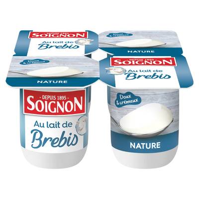 Soignon Yaourt nature au lait de brebis, 4x100g