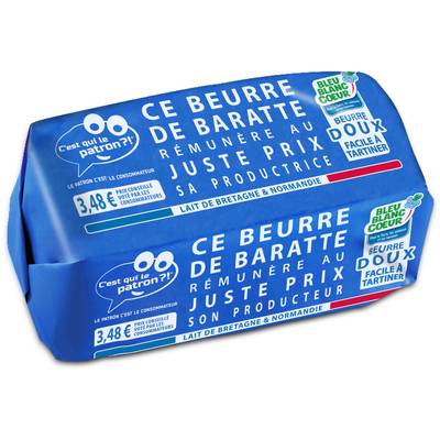 C'est qui le Patron Beurre Doux de Baratte Bleu blanc coeur, 250g