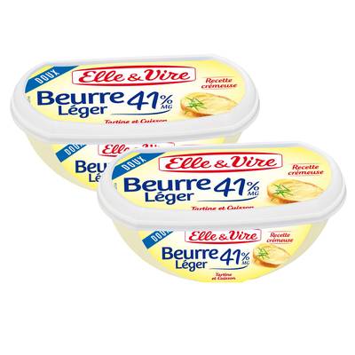 Elle&Vire Beurrier tendre doux allégé 41%mg, Lot de 2x250g