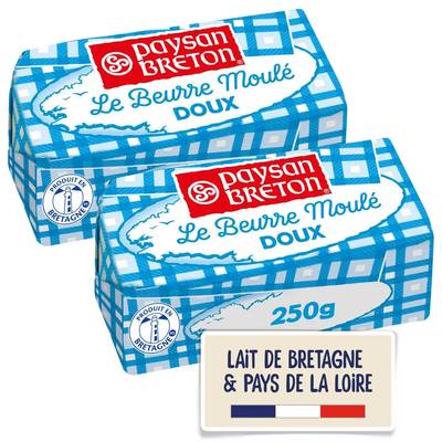 Paysan Breton Beurre doux moulé, Lot de 2x250g