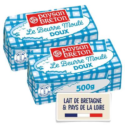 Paysan Breton Beurre moulé doux, Lot de 2x500g