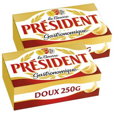 Président Beurre Doux gastronomique, Lot de 2x250g