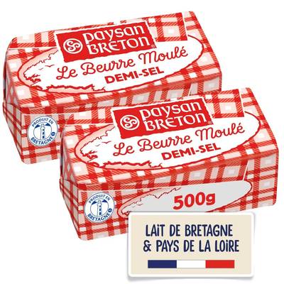 Paysan Breton Beurre moulé demi sel, Lot de 2x500g