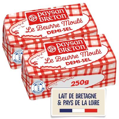 Paysan Breton Beurre moulé Demi Sel, Lot de 2x250g